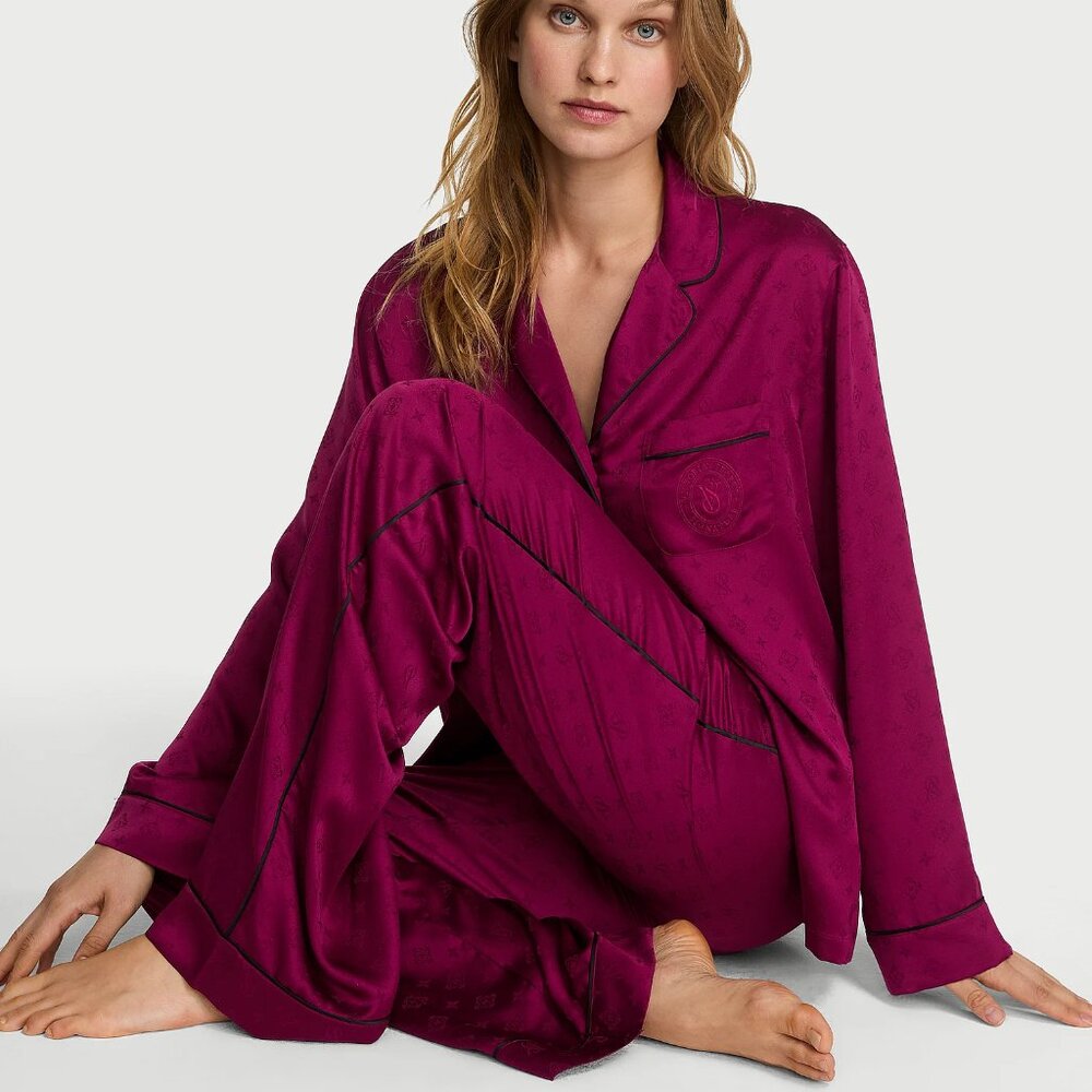 Victoria's Secret Glazed Satin Long Pajama Set, Size S (Reg)